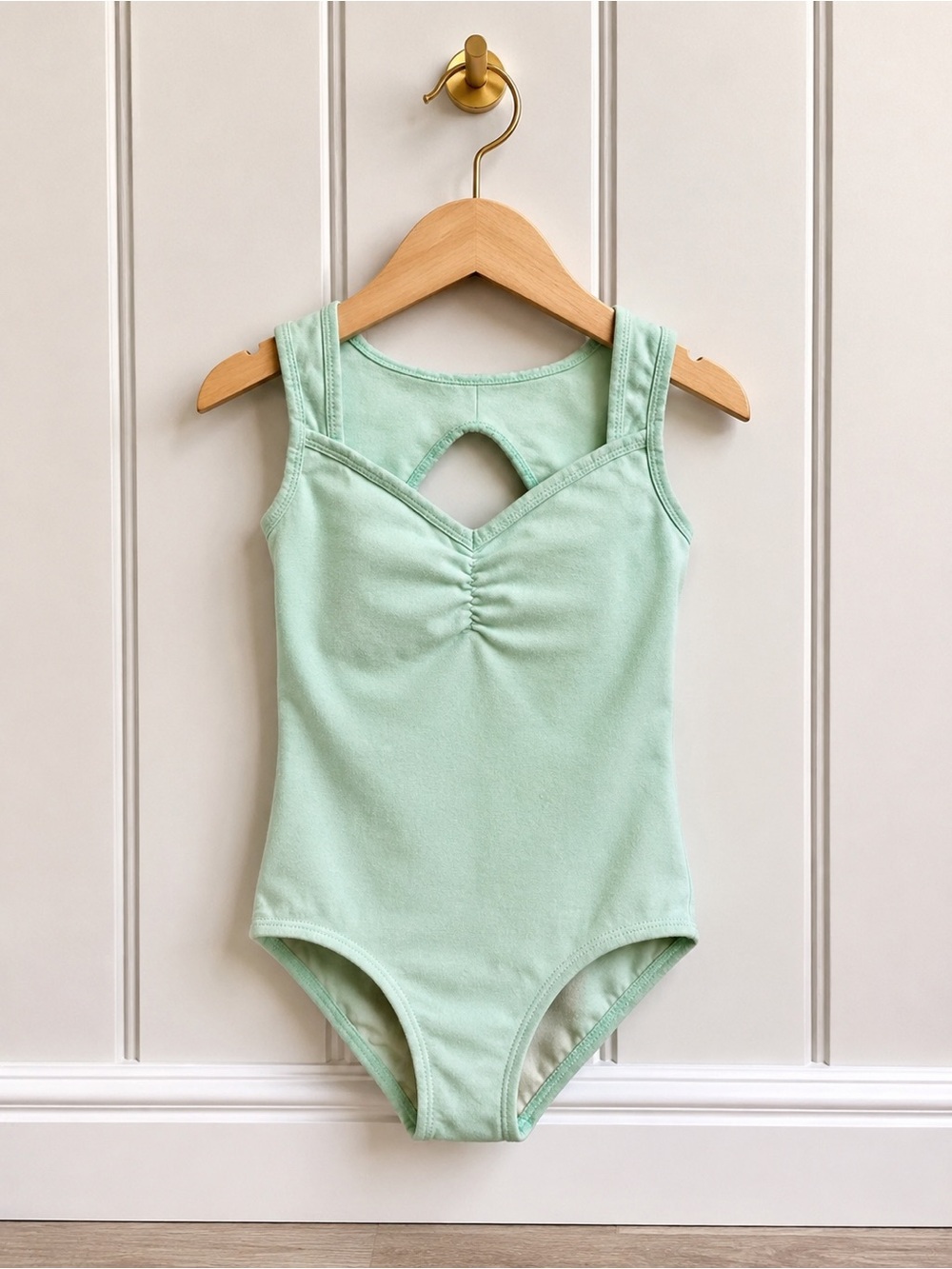 Youth Mint Green Tank One-Piece Bodysuit with Ruched Front